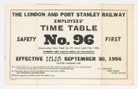 The London and Port Stanley Railway Employee's Timetable