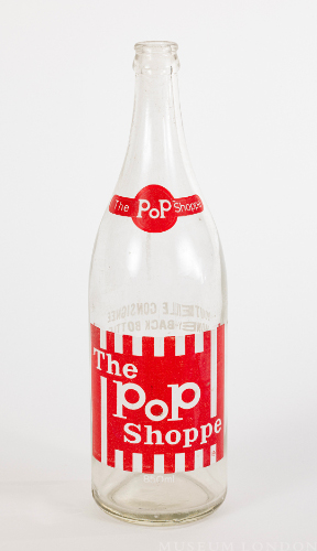 Longneck Pop Shoppe Bottle with Red and White Label