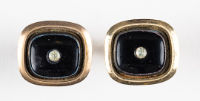 Black Cuff Links with Diamond