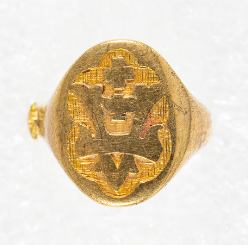 L. Trusdale's "V, Lamp, Cross" Ring
