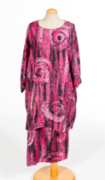 Pink and Black Silk Batik Suit