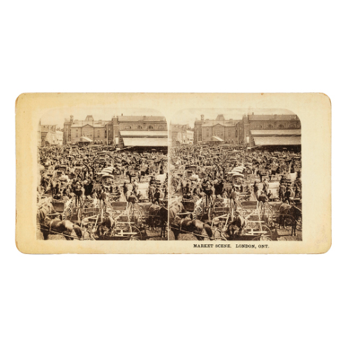 "Market Scene, London ONT." Stereograph (2)