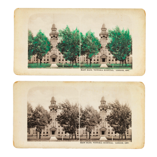 "Main Building, Victoria Hospital, London ONT" (4 - 2 Colour, 2 Greyscale)