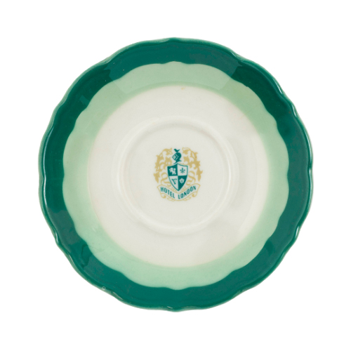 Hotel London Saucer with Green Edge