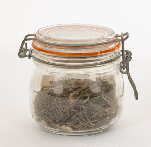 Jar Containing Mrs. Annie Hobson's Stomach Contents (Tacks, etc.)