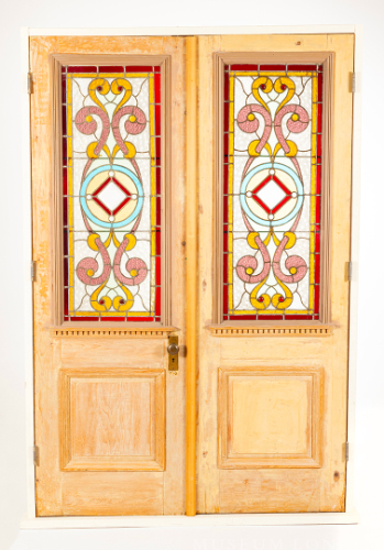 Pair of Doors with Stained Glass Windows