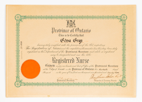 Registered Nurse Certificate - Edna Muriel Gray