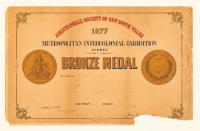 Bronze Medal Certificate - 1877 Metropolitan Intercolonial Exhibition Sydney