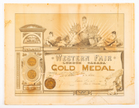 Gold Medal Certficate - Western Fair 1890