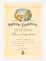 Bronze Medal Certificate - The Brewers Exhibition 1950