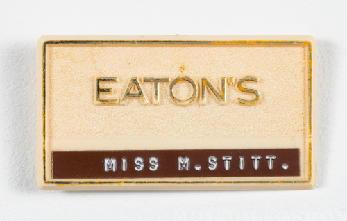“Miss M. Stitt” Eaton’s Name Tag