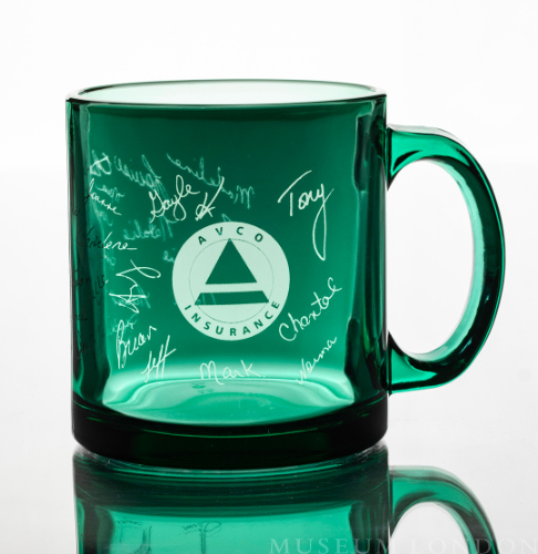 Green Glass Avco Insurance Mug