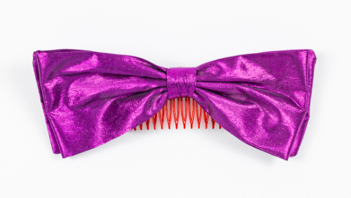 Metallic Purple Hair Bow with Plastic Comb