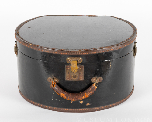 Black Leather Travelling Hat Box