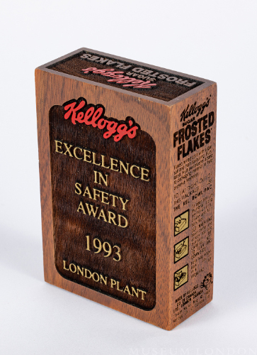 Wooden Cereal Box Award: “Excellence in Safety Award, 1993, London Plant”