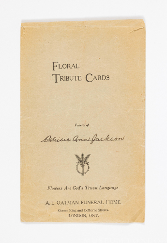 Floral Tribute Cards: Funeral of Patricia Ann Jackson
