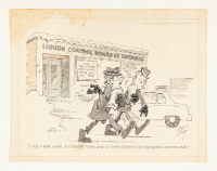 "I got a rye, a gin, a licence form and a long sermon on drinking and driving" Cartoon