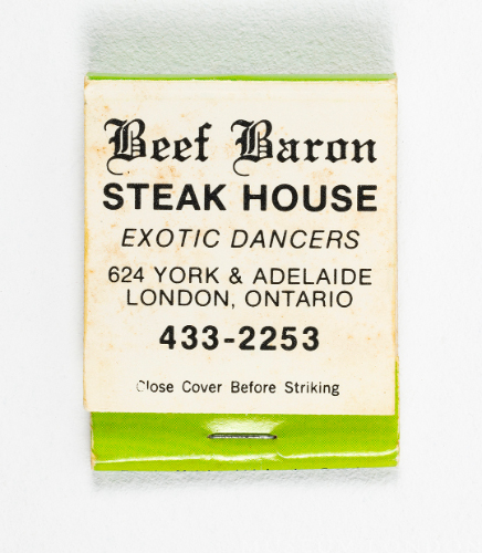 Beef Baron Steak House Matchbook