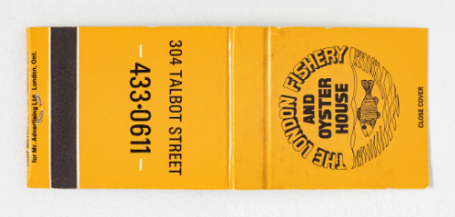 The London Fishery and Oyster House Matchbook